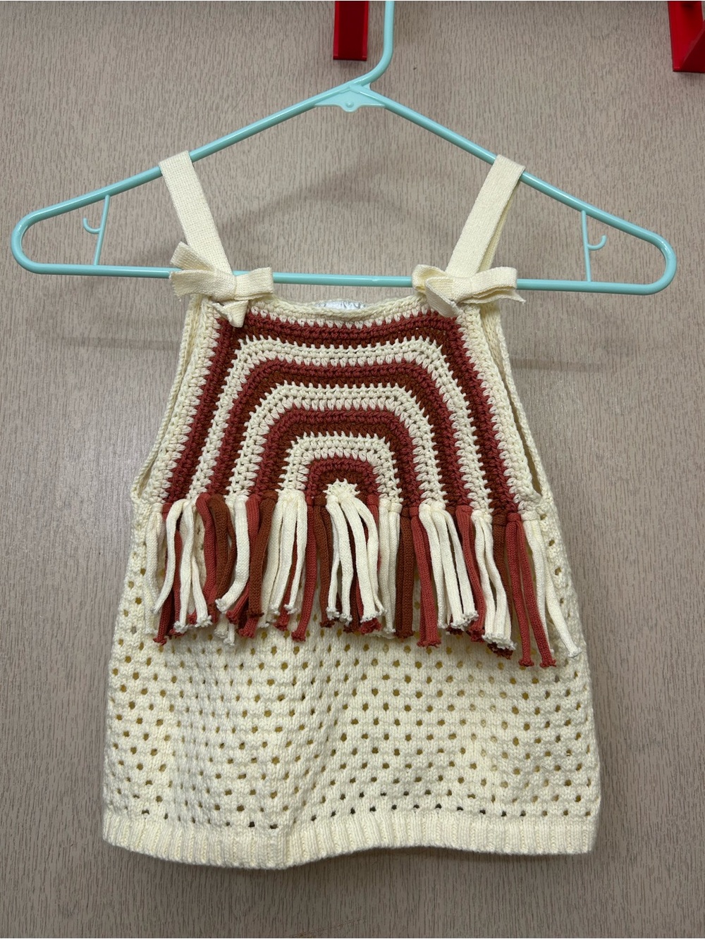 Rare Editions - Rainbow Crochet Sweater - Size 8